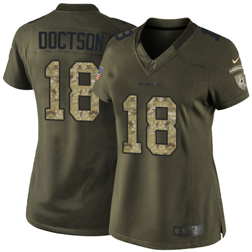 Women's Limited Josh Doctson Nike Jersey Green - #18 Salute to Service NFL Washington Redskins